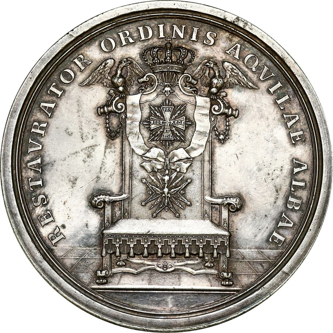 August III Sas. OGROMNY Medal na ustanowienie Orderu Orła Białego, srebro - RZADKOŚĆ